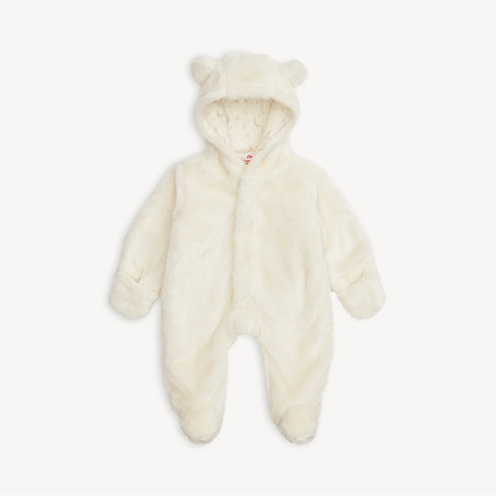 Magnetic Me Cream Fleece Footie with Bear Ears